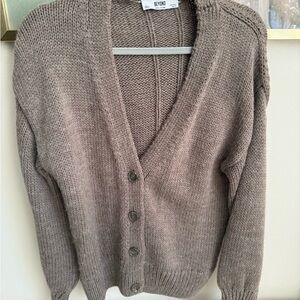 Mango Taupe Button-Up Cardigan